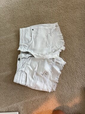 Women’s White Distressed Denim Jean Shorts